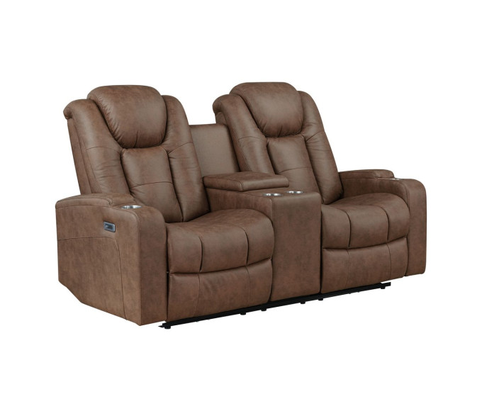Luna Microfiber Power Reclining Loveseat Brown Luna Microfiber Power Reclining Loveseat Brown